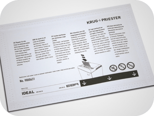 Öl-Reinigungspapier für Ideal® Aktenvernichter